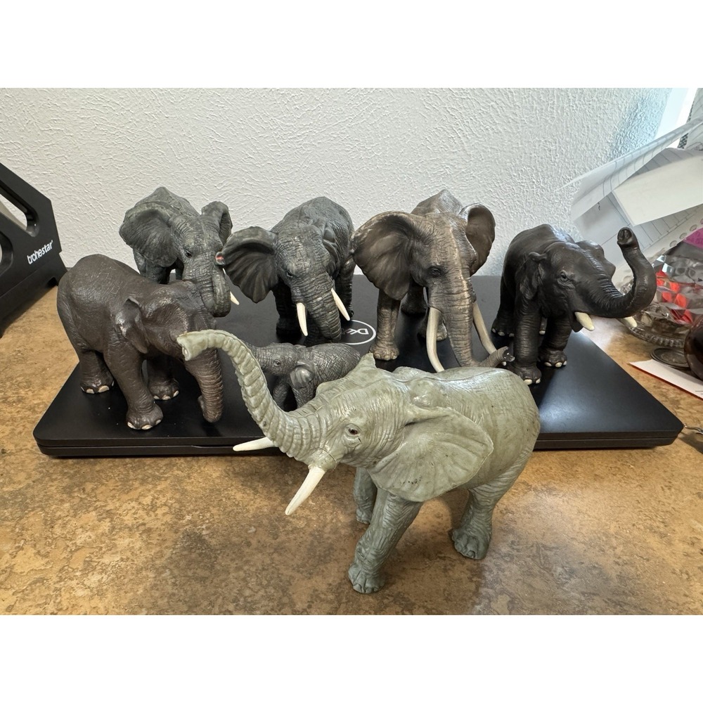 Rubber Elephant Toy Lot Of 7 To Heavy to Bundle. Sold Separately